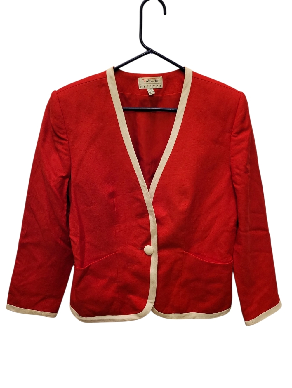 Talbots Petite Red Blazer with Cream Trim